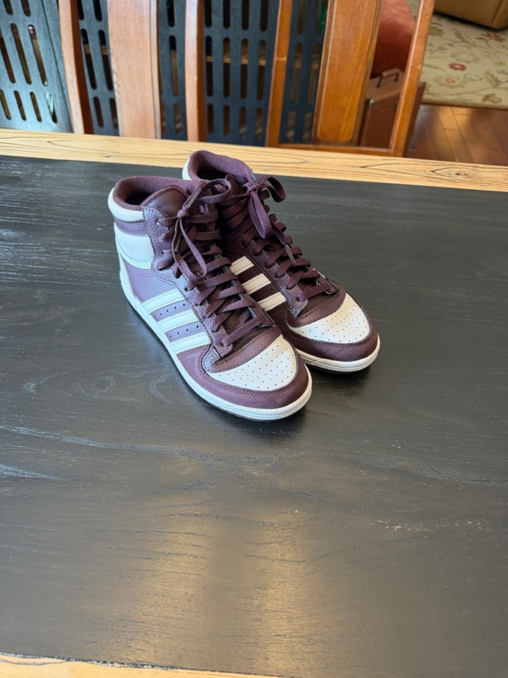 adidas High-Top Sneakers in Plum and Light Gray